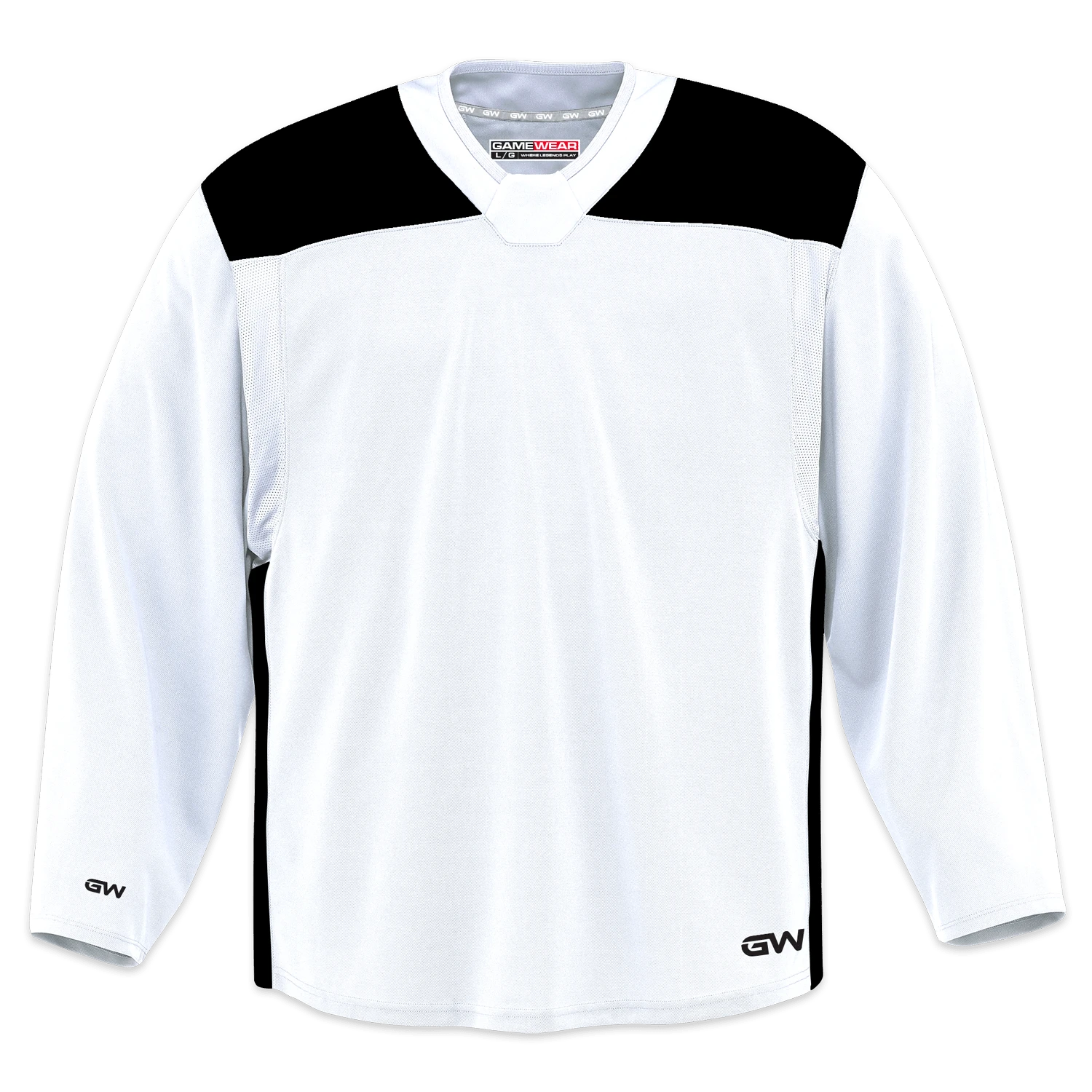 GameWear GW6500 ProLite Series Junior Hockey Practice Jersey - White / Black 1 GameWear GW6500 ProLite Series Junior Hockey Practice Jersey - White / Black