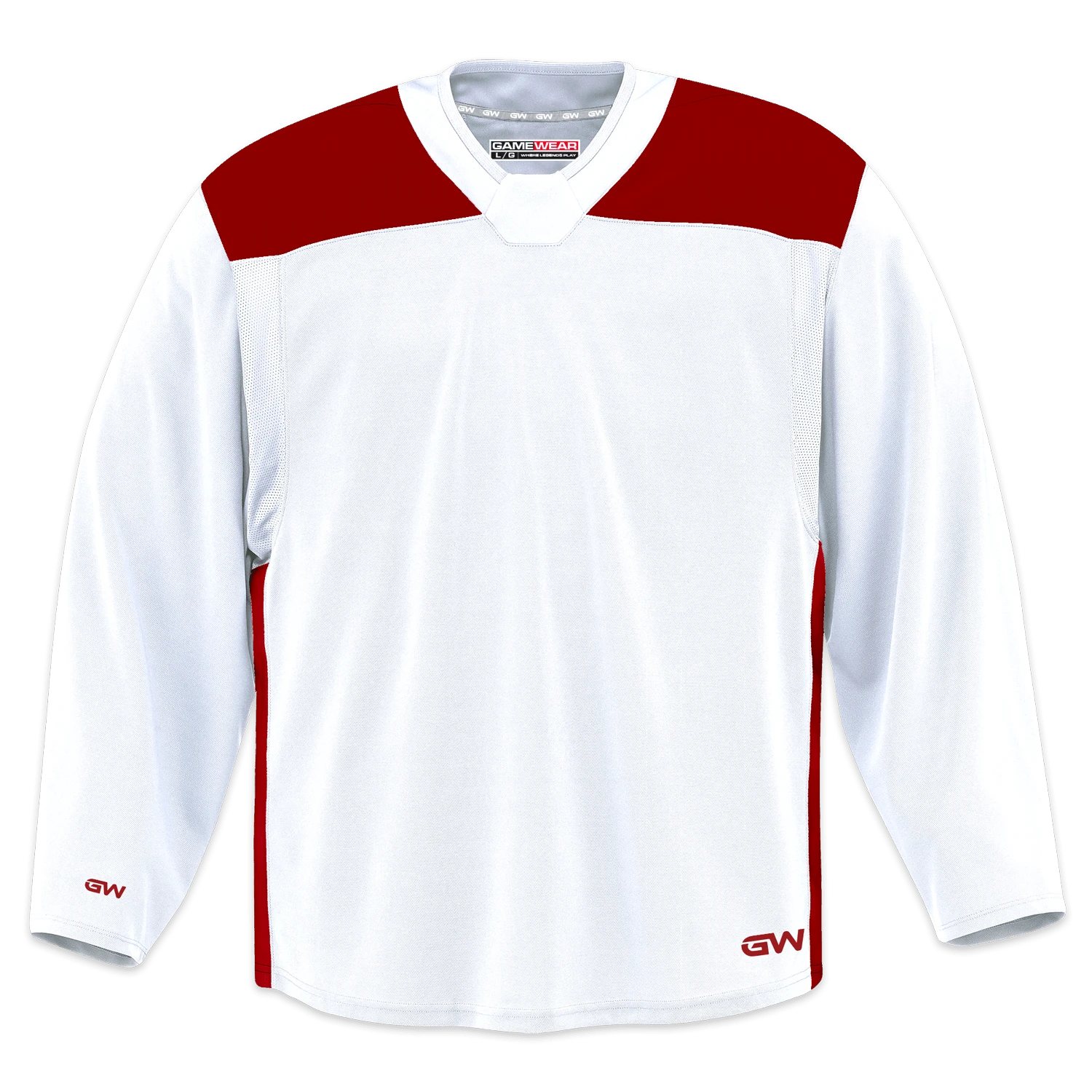 GameWear GW6500 ProLite Series Junior Hockey Practice Jersey - White / Red 1 GameWear GW6500 ProLite Series Junior Hockey Practice Jersey - White / Red